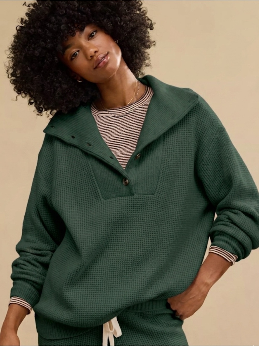 Aerie Oversize Cozy Waffle-Knit Pullover Sweater -p